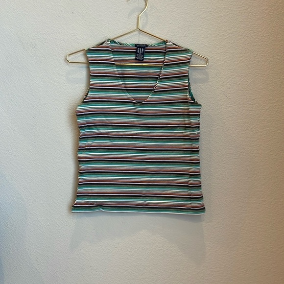 Vintage Y2K GAP Striped V-neck Tank Size Small - Picture 1 of 7